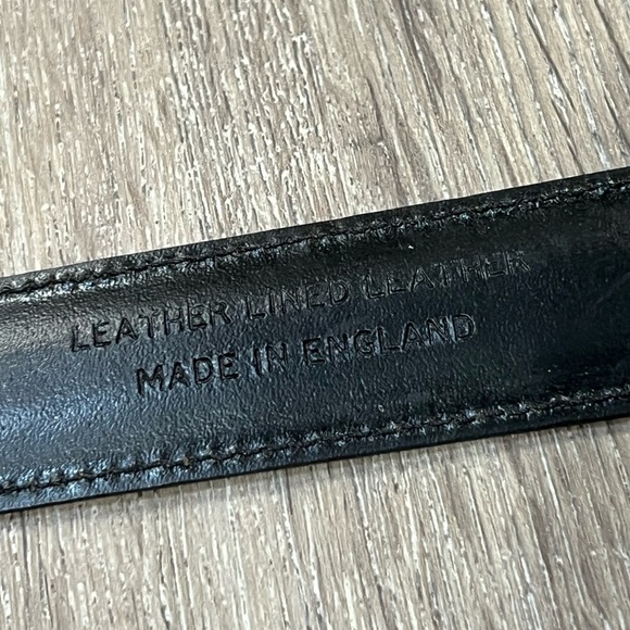 Joseph Turner Made in England XL 38W Genuine Leather Black Belt Silver Buckle - Picture 10 of 11